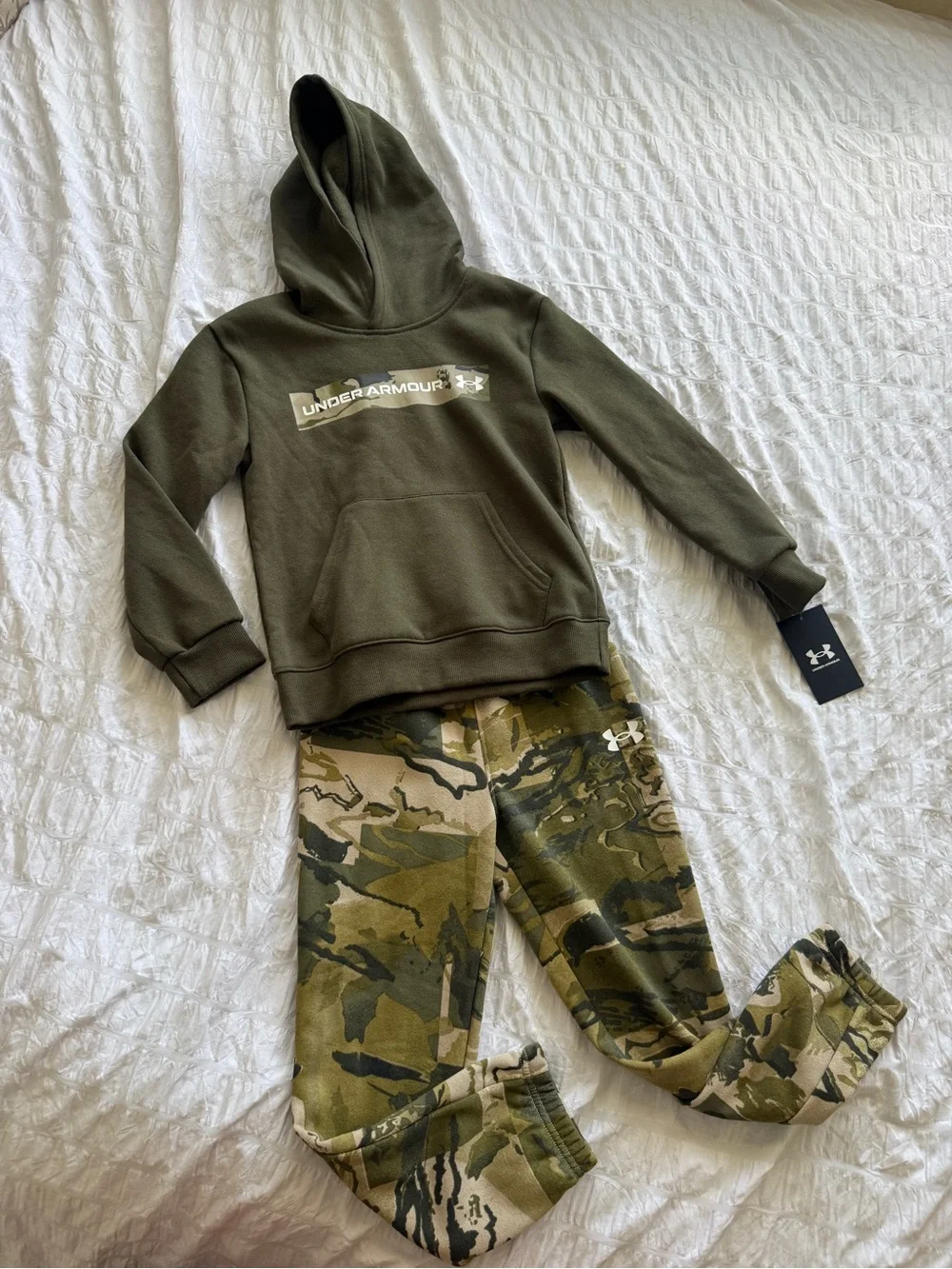 Under Armour Kids Olive Hooded Sweatshirt with Camo Joggers